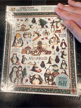 Debbie Mumm Collector's Stickers Christmas Penguins Sheet 8x10 Borders Acid Free